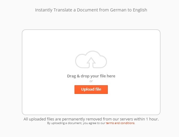 Upload a German PDF to Online Doc Translator