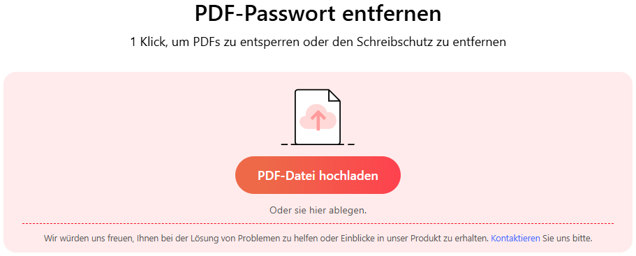 Eine Datei zum Online-PDF-Entsperrer hochladen