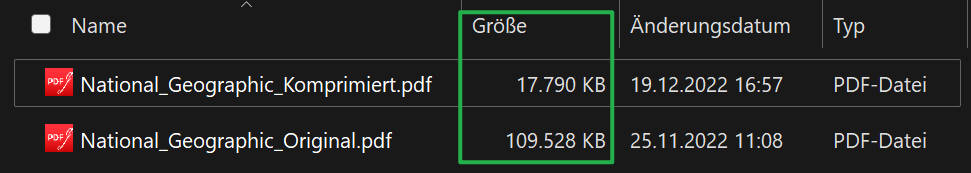 änderung der pdf dateigröße