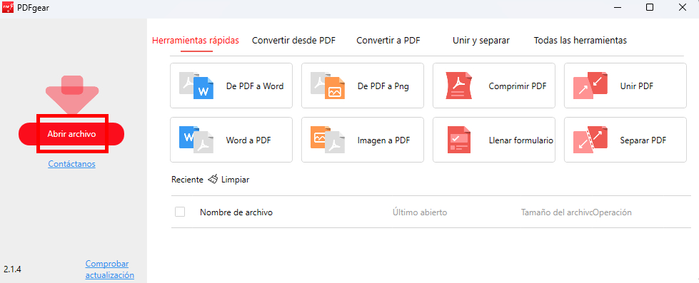 Abrir Archivo PDF en PDFgear