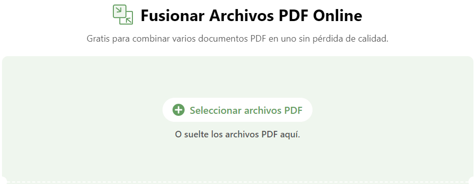 Agregar Archivos PDF al Fusionador en Línea de PDFgear