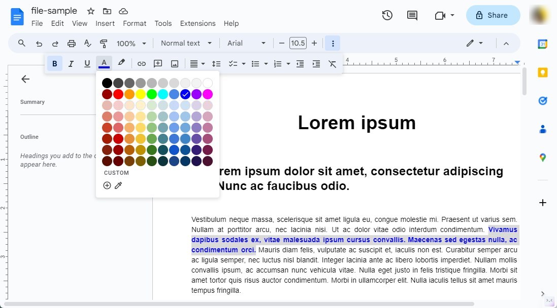 Cambiar el Color del Texto en Google Docs