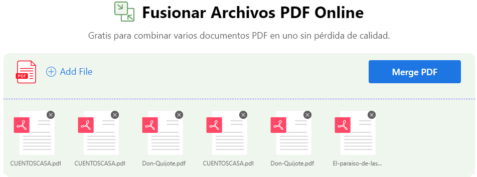 Fusionar Archivos PDF en el Combinador en Línea de PDFgear