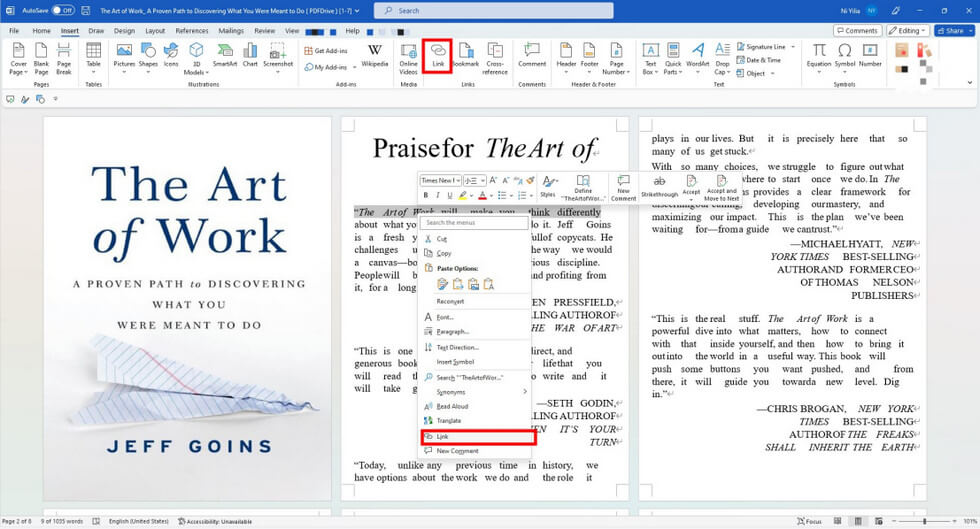 Añadir Hipervínculo de Video vía Microsoft Word