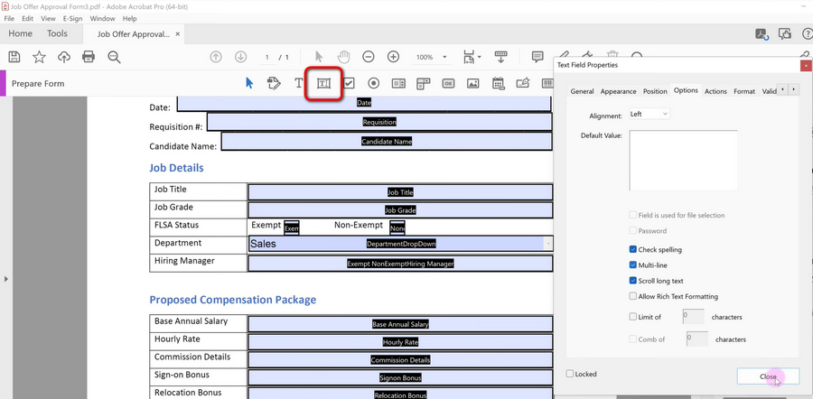 Ajouter une Zone de Texte Remplissable dans Adobe Acrobat