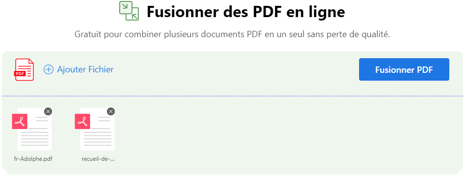 Cliquez sur le bouton Fusionner PDF