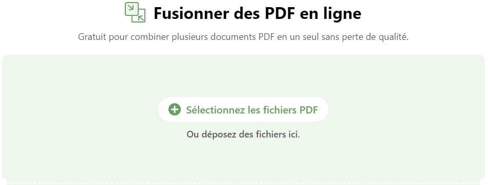 Téléverser le PDF dans le fusionneur en ligne