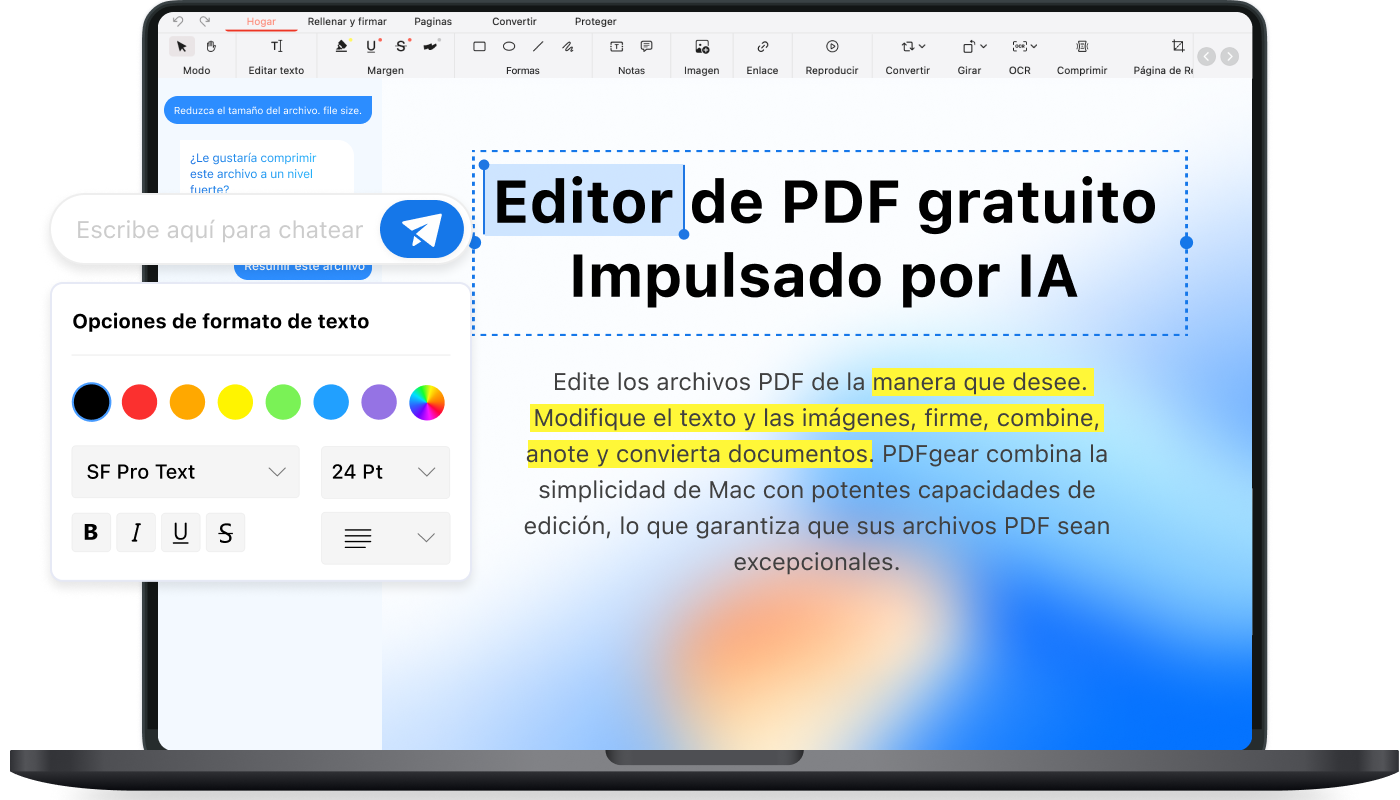 Editor de PDF Gratuito para Mac con IA - PDFgear para Mac