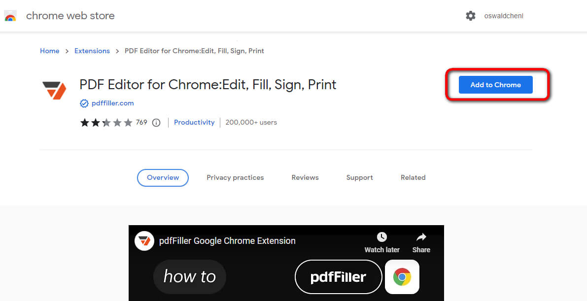 Add pdffiller to Chrome