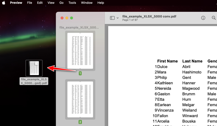 Split the PDF in Preview