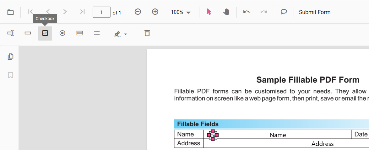 Add Fillable Checkbox