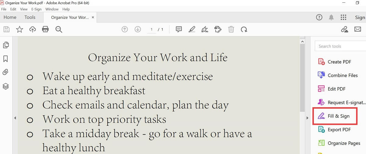 Fill & Sign Tool in Adobe Acrobat