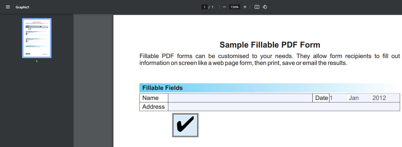 Fillable Checkbox Inserted