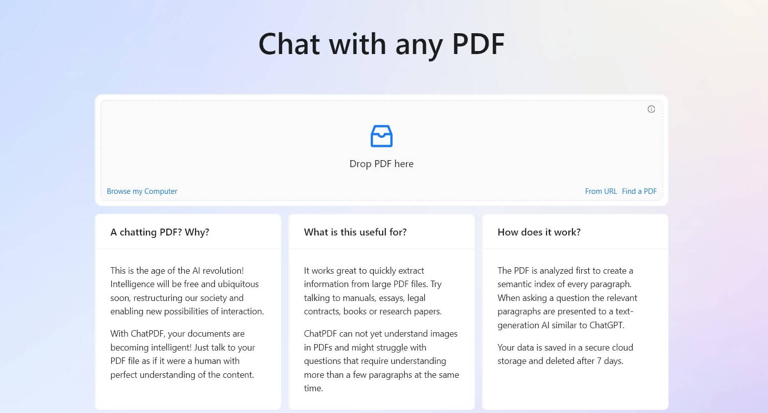 Leitor de PDF com IA ChatPDF