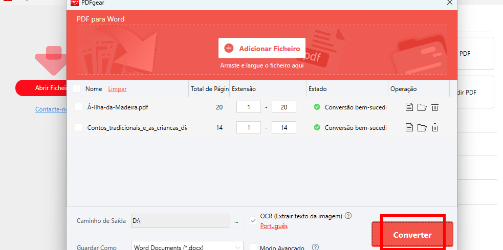 Converter em Lote PDF Digitalizado para Word
