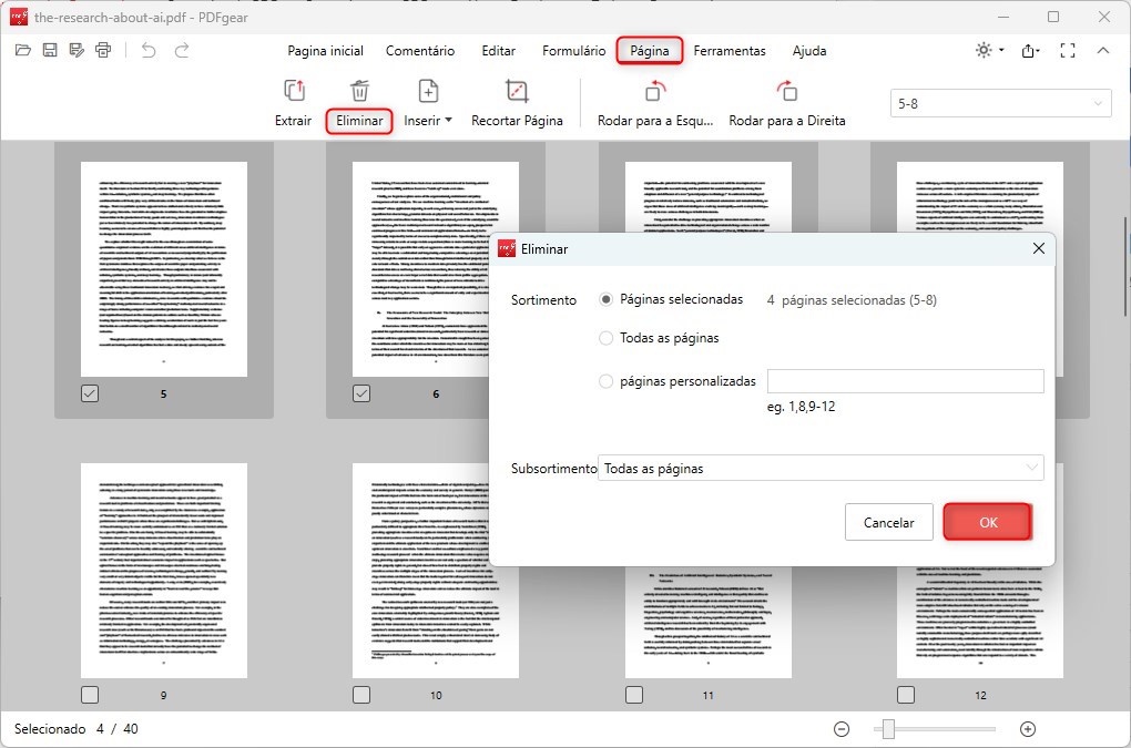 Excluir Páginas de PDF com PDFgear