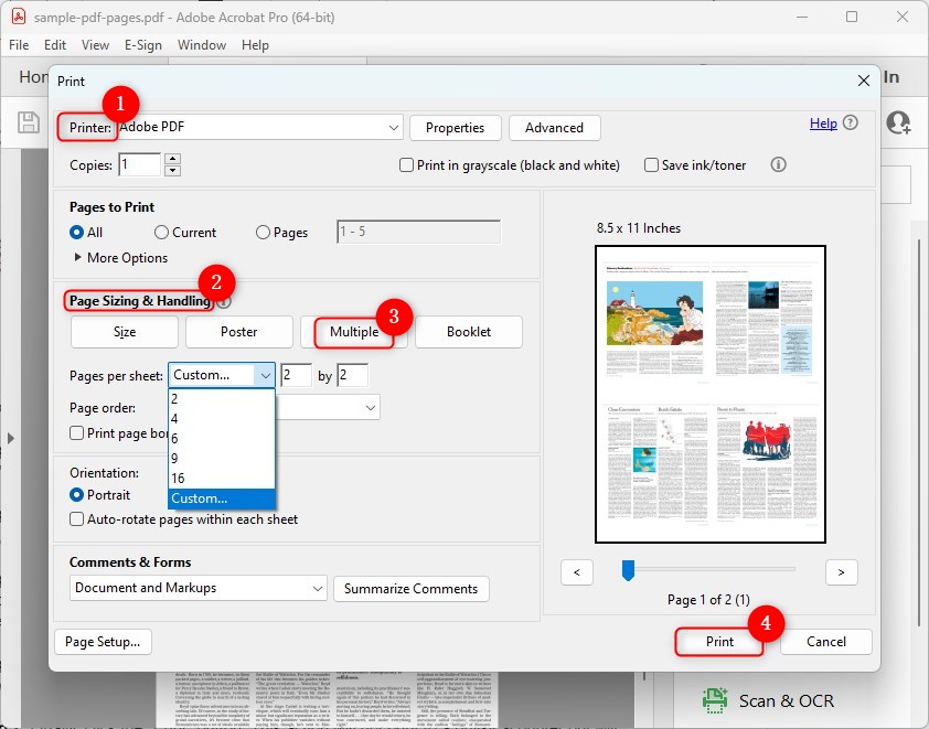 Mesclar Duas Páginas PDF em Uma Página no Adobe Acrobat