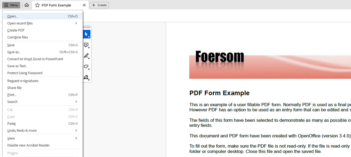 Abrir Formulário PDF no Adobe Reader