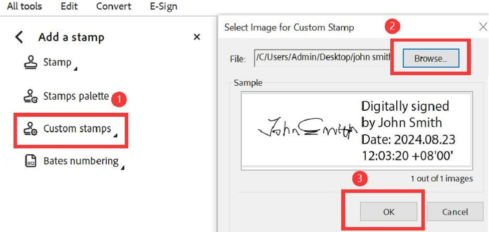 Steps to Custom a Stamp in Adobe Acrobat